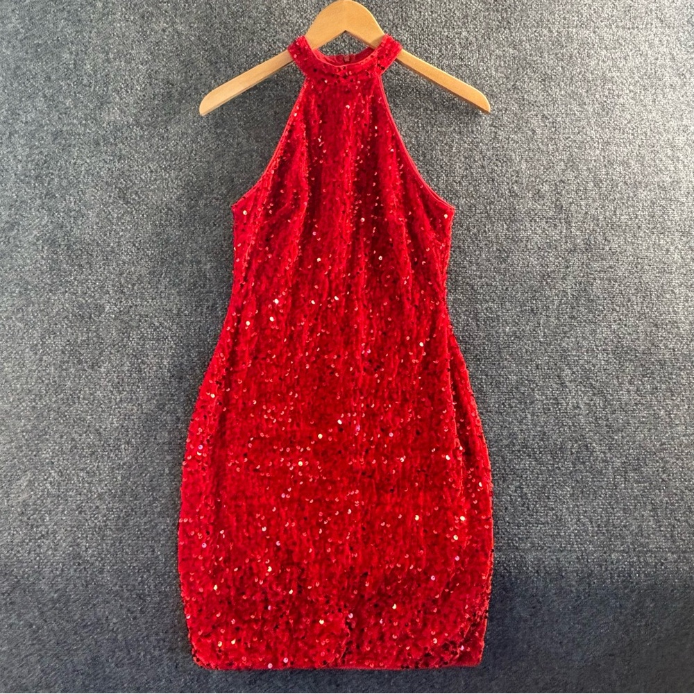 Red Sequin Mini Dress